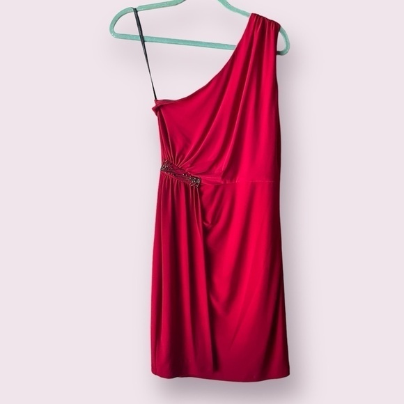 Calvin Klein Red One Shoulder Cocktail Dress - Picture 1 of 8